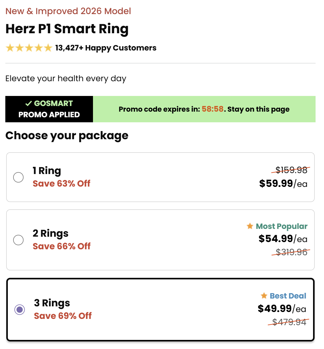 Herz P1 Smart Ring Packages - Choose Your Package